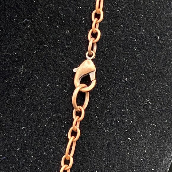 Aged Copper Tone Crescent Pendant with Green Plastic Beads - Free Shipping - Picture 4 of 4